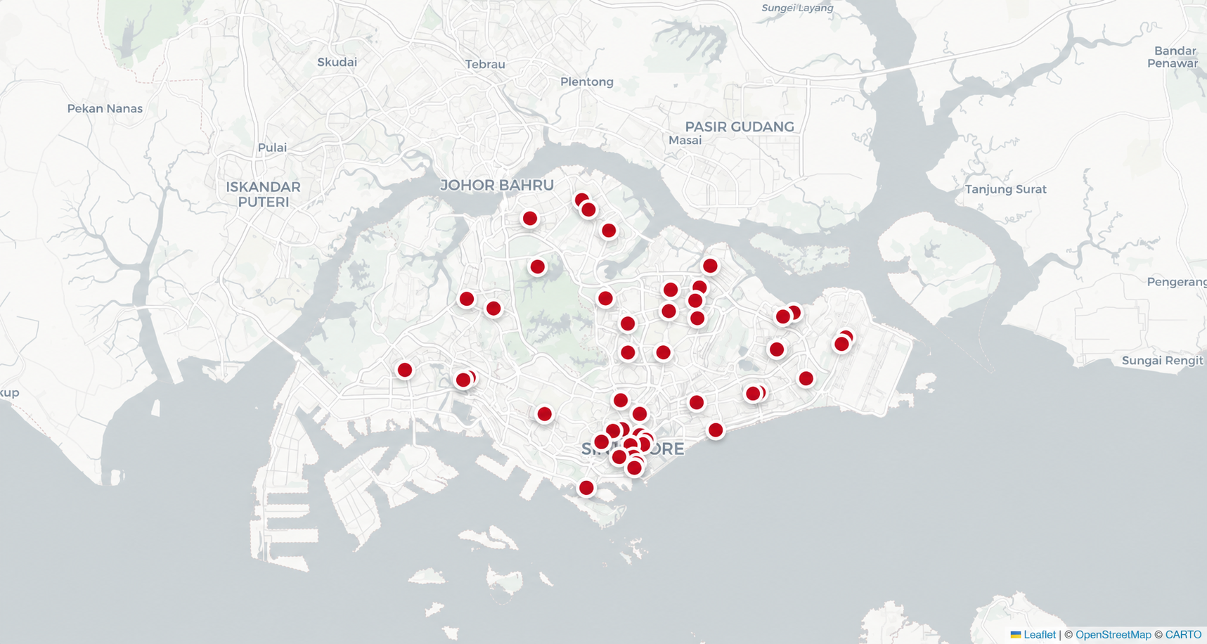 Static map showing HomeRR deployment locations across Singapore